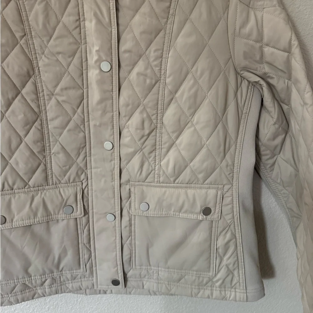 And Away Women’s Large Quilted Jacket Tan Neutral Lightweight Coat